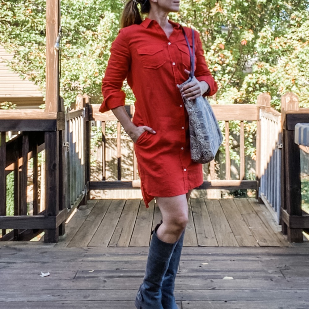 Orange shirt dress